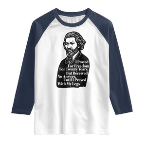 Frederick Douglass Inspirational Quote Raglan Shirt Black History Month TS14 White Navy Print Your Wear