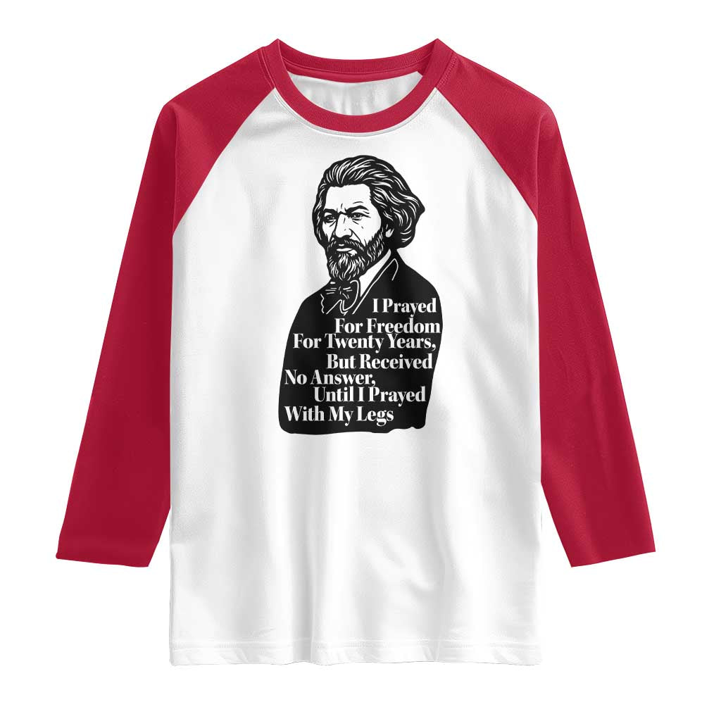 Frederick Douglass Inspirational Quote Raglan Shirt Black History Month TS14 White Red Print Your Wear