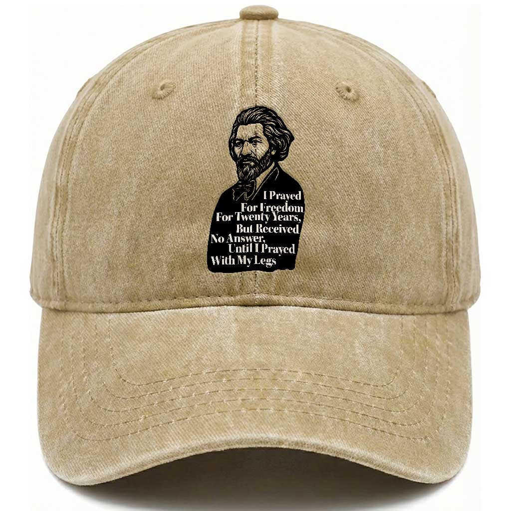 Frederick Douglass Inspirational Quote Washed Cotton Baseball Cap Black History Month TS14 Washed Cap Universal Fit Khaki Print Your Wear