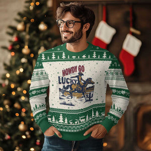 Howdy Go Lucky Ugly Christmas Sweater Funny Cowboy St Patrick's Day TS14 Beige Green Print Your Wear