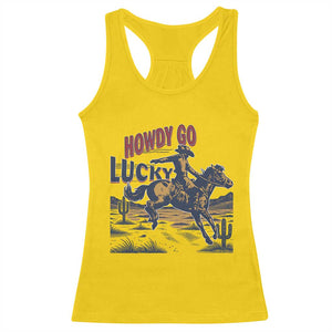 Howdy Go Lucky Racerback Tank Top Funny Cowboy St Patrick's Day TS14 Daisy Print Your Wear