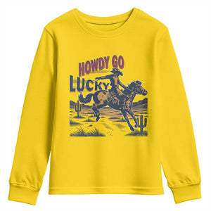 Howdy Go Lucky Youth Sweatshirt Funny Cowboy St Patrick's Day TS14 Daisy Print Your Wear