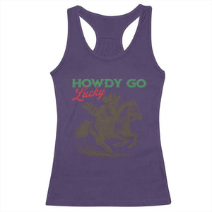 Howdy Go Lucky Racerback Tank Top Cowboy Raccoon St Patrick's Day TS14 Purple Print Your Wear