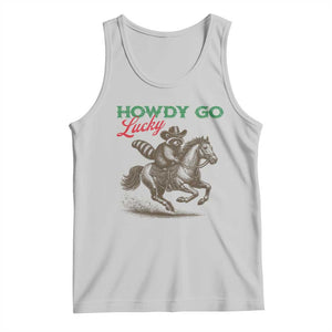 Howdy Go Lucky Tank Top Cowboy Raccoon St Patrick's Day TS14 Ash Print Your Wear