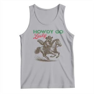 Howdy Go Lucky Tank Top Cowboy Raccoon St Patrick's Day TS14 Athletic Heather Print Your Wear