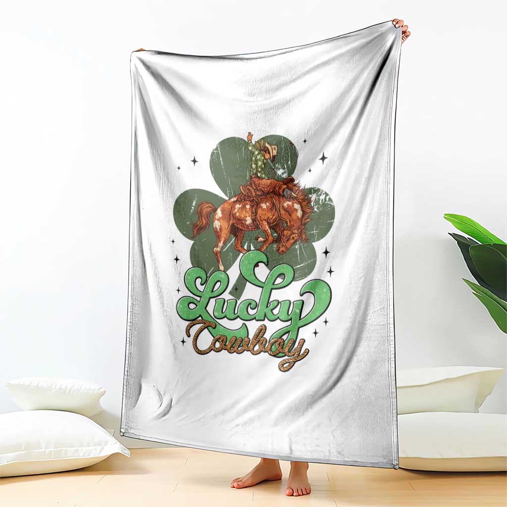 Lucky Cowboy Western Throw Blanket Funny St Patrick's Day TS14 Print Your Wear