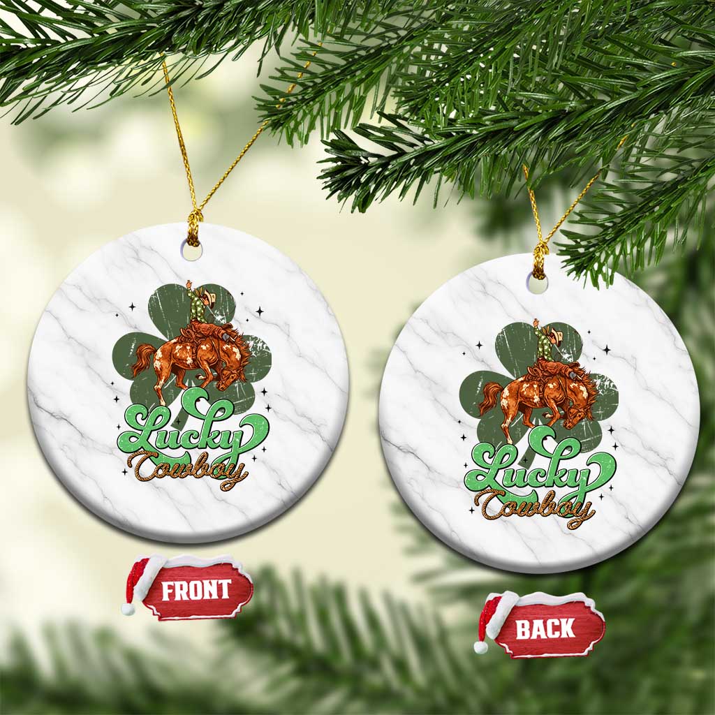 Lucky Cowboy Western Ceramic Ornament Funny St Patrick's Day TS14 1pc White Marble Print Your Wear