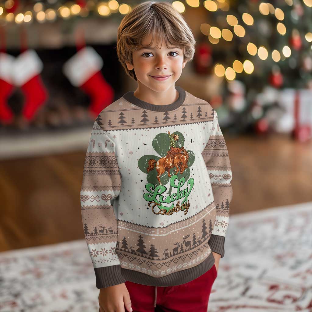 Lucky Cowboy Western Ugly Christmas Sweater Funny St Patrick's Day TS14 Mocha Mousse Print Your Wear