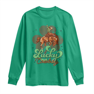 Lucky Cowboy Western Long Sleeve Shirt Funny St Patrick's Day TS14 Irish Green Print Your Wear