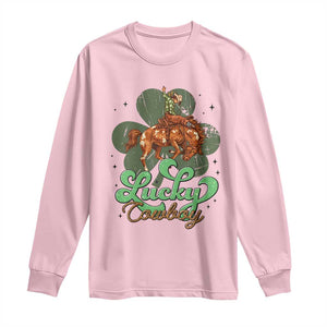 Lucky Cowboy Western Long Sleeve Shirt Funny St Patrick's Day TS14 Light Pink Print Your Wear