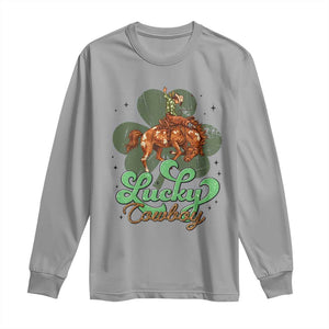 Lucky Cowboy Western Long Sleeve Shirt Funny St Patrick's Day TS14 Sport Gray Print Your Wear