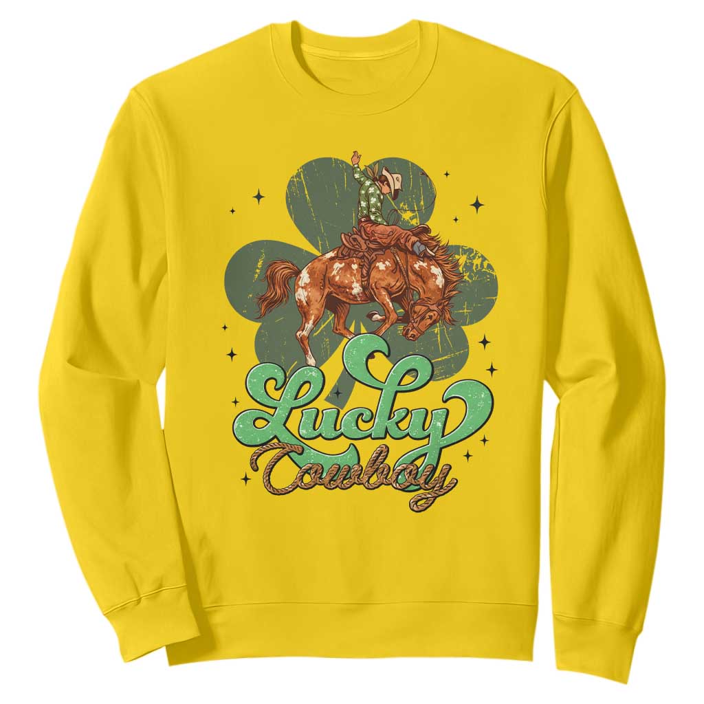 Lucky Cowboy Western Sweatshirt Funny St Patrick's Day TS14 Daisy Print Your Wear
