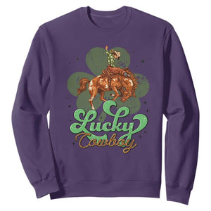 Lucky Cowboy Western Sweatshirt Funny St Patrick's Day TS14 Purple Print Your Wear