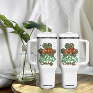 Lucky Cowboy Western Tumbler With Handle Funny St Patrick's Day TS14 Print Your Wear