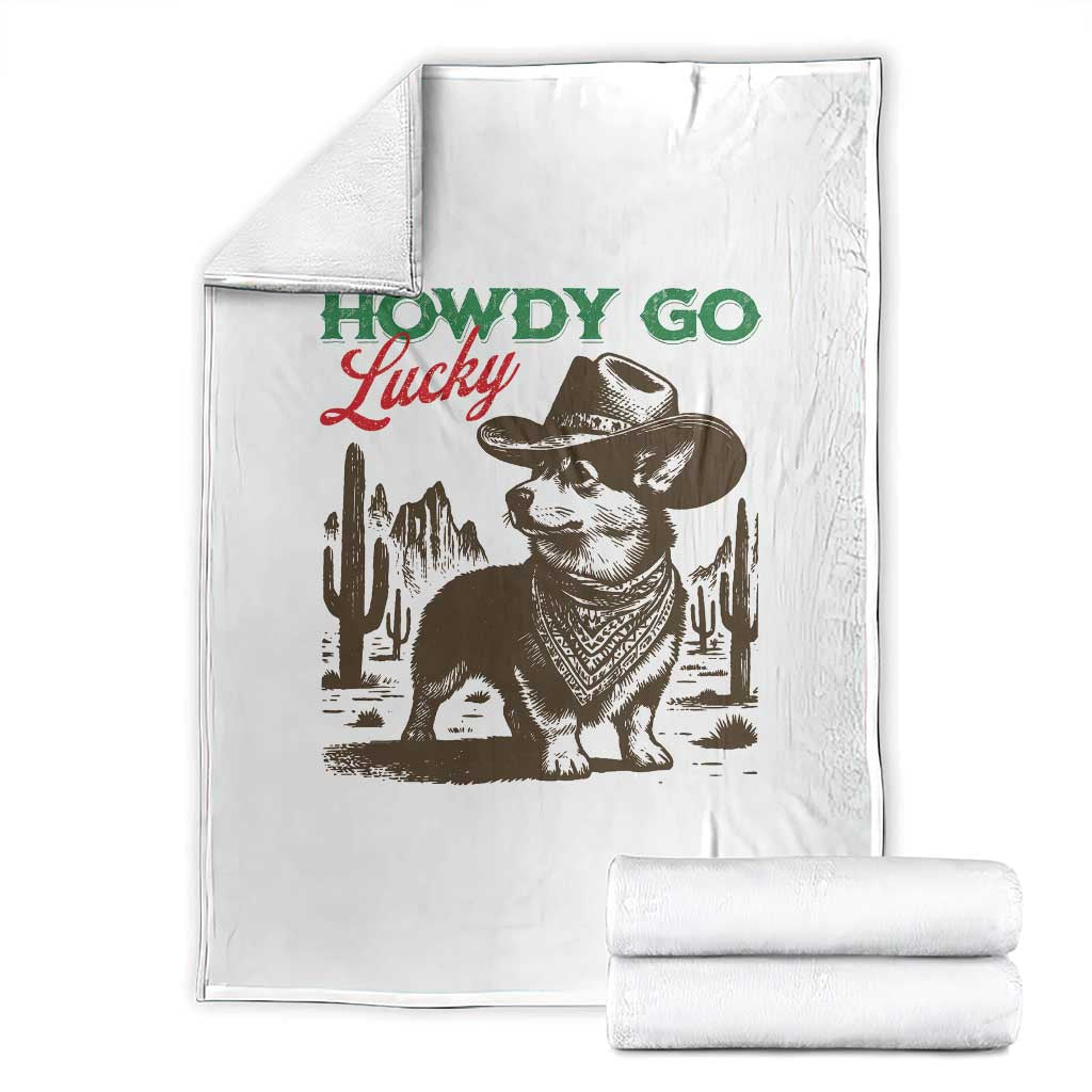 Howdy Go Lucky Throw Blanket Funny Corgi St Patrick's Day TS14 White Print Your Wear
