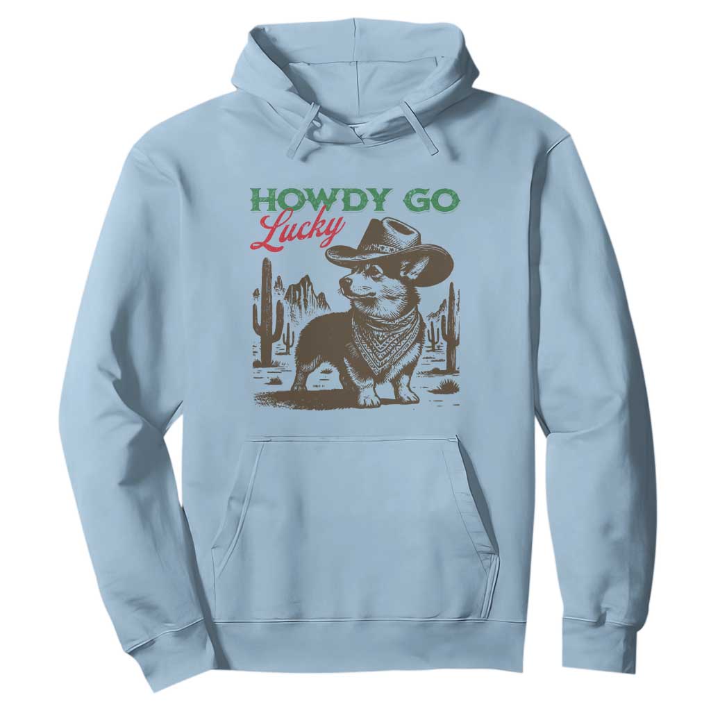 Howdy Go Lucky Hoodie Funny Corgi St Patrick's Day TS14 Light Blue Print Your Wear