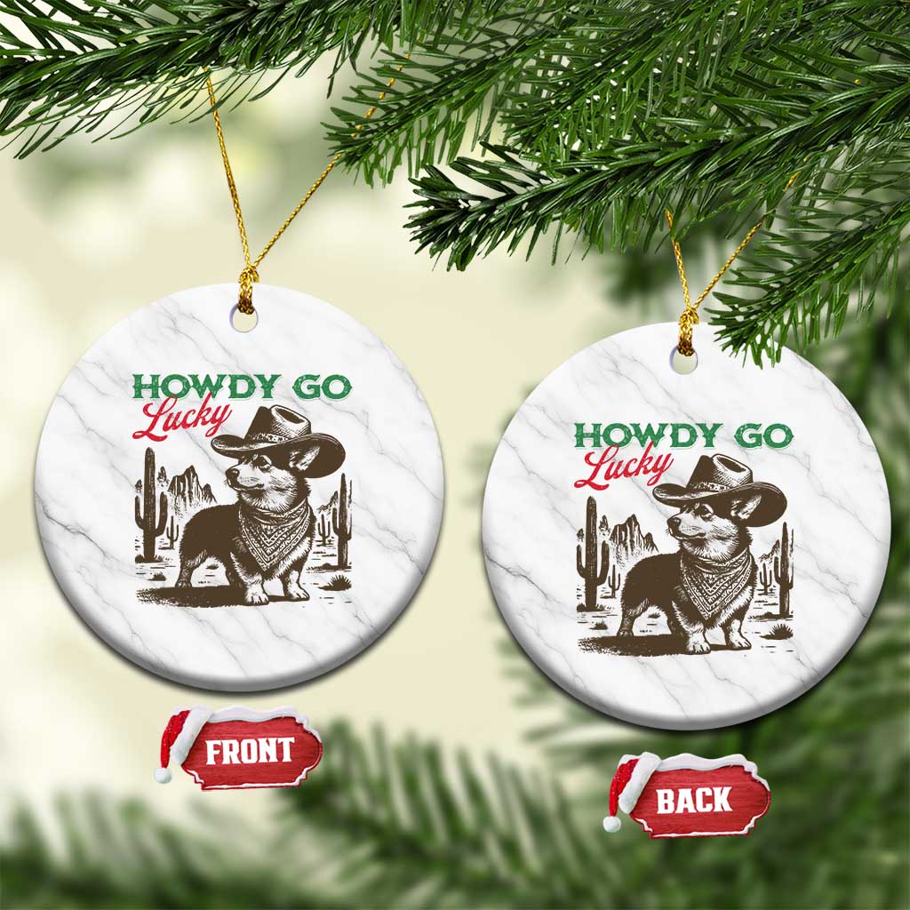 Howdy Go Lucky Ceramic Ornament Funny Corgi St Patrick's Day TS14 1pc White Marble Print Your Wear
