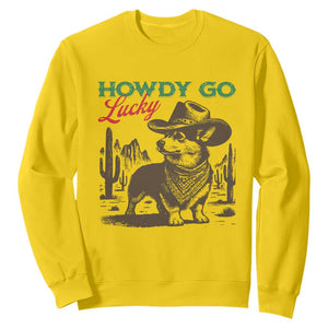 Howdy Go Lucky Sweatshirt Funny Corgi St Patrick's Day TS14 Daisy Print Your Wear