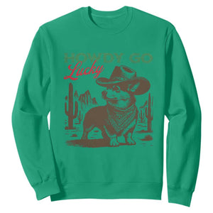 Howdy Go Lucky Sweatshirt Funny Corgi St Patrick's Day TS14 Irish Green Print Your Wear