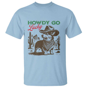 Howdy Go Lucky T Shirt Funny Corgi St Patrick's Day TS14 Light Blue Print Your Wear