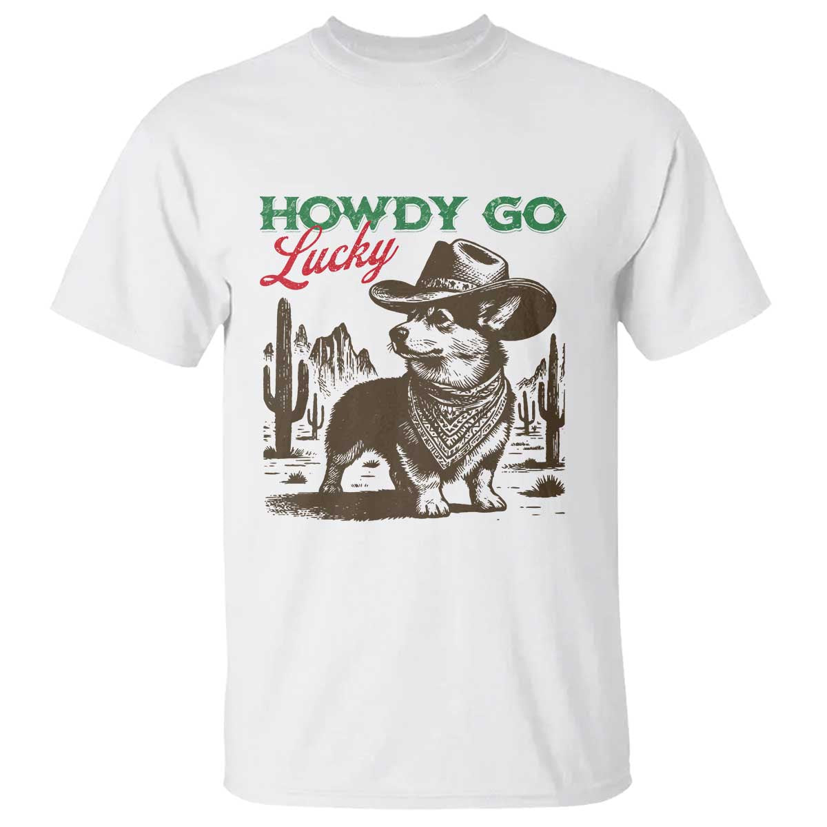 Howdy Go Lucky T Shirt Funny Corgi St Patrick's Day TS14 White Print Your Wear