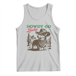 Howdy Go Lucky Tank Top Funny Corgi St Patrick's Day TS14 Ash Print Your Wear
