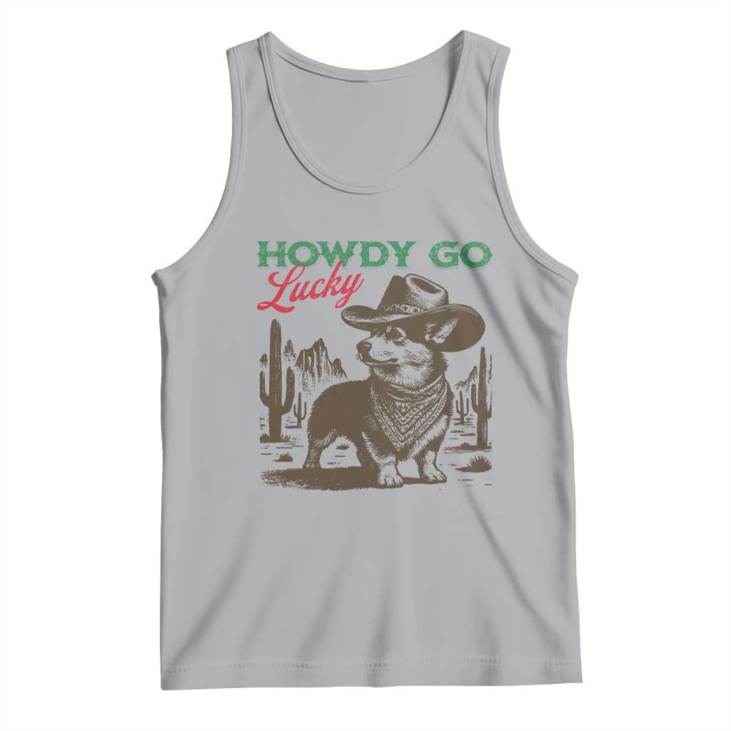Howdy Go Lucky Tank Top Funny Corgi St Patrick's Day TS14 Athletic Heather Print Your Wear
