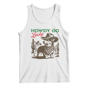 Howdy Go Lucky Tank Top Funny Corgi St Patrick's Day TS14 White Print Your Wear
