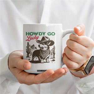 Howdy Go Lucky Coffee Mug Funny Corgi St Patrick's Day TS14 Print Your Wear