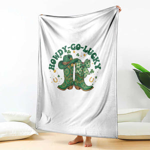 Howdy Go Lucky Throw Blanket Green Cowboy Boots St Patrick's Day TS14 Print Your Wear
