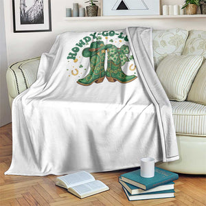 Howdy Go Lucky Throw Blanket Green Cowboy Boots St Patrick's Day TS14 Print Your Wear