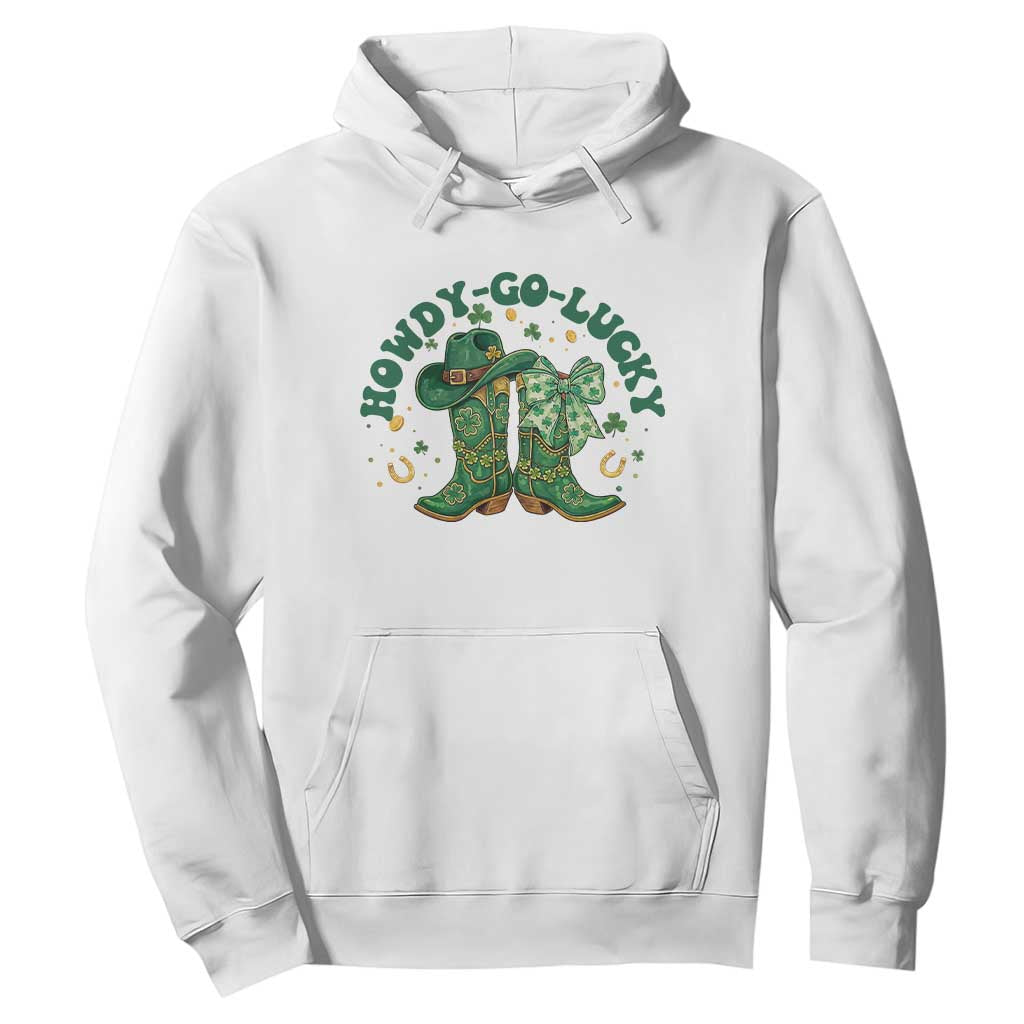 Howdy Go Lucky Hoodie Green Cowboy Boots St Patrick's Day TS14 White Print Your Wear