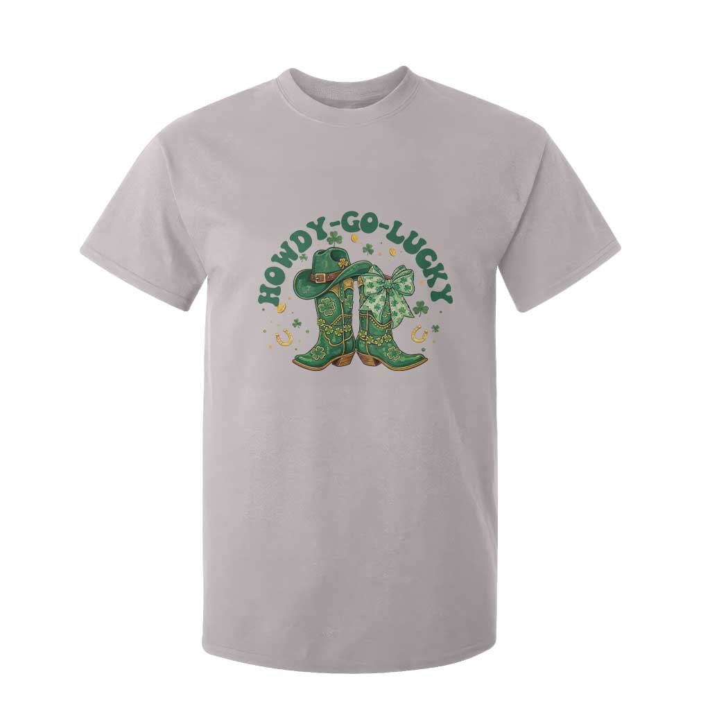 Howdy Go Lucky T Shirt For Kid Green Cowboy Boots St Patrick's Day TS14 Ice Gray Print Your Wear