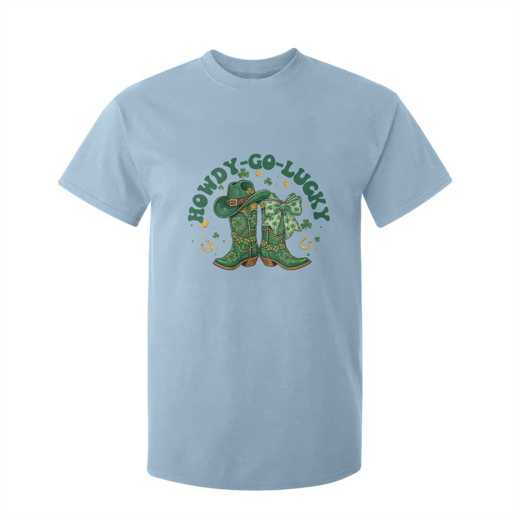Howdy Go Lucky T Shirt For Kid Green Cowboy Boots St Patrick's Day TS14 Light Blue Print Your Wear