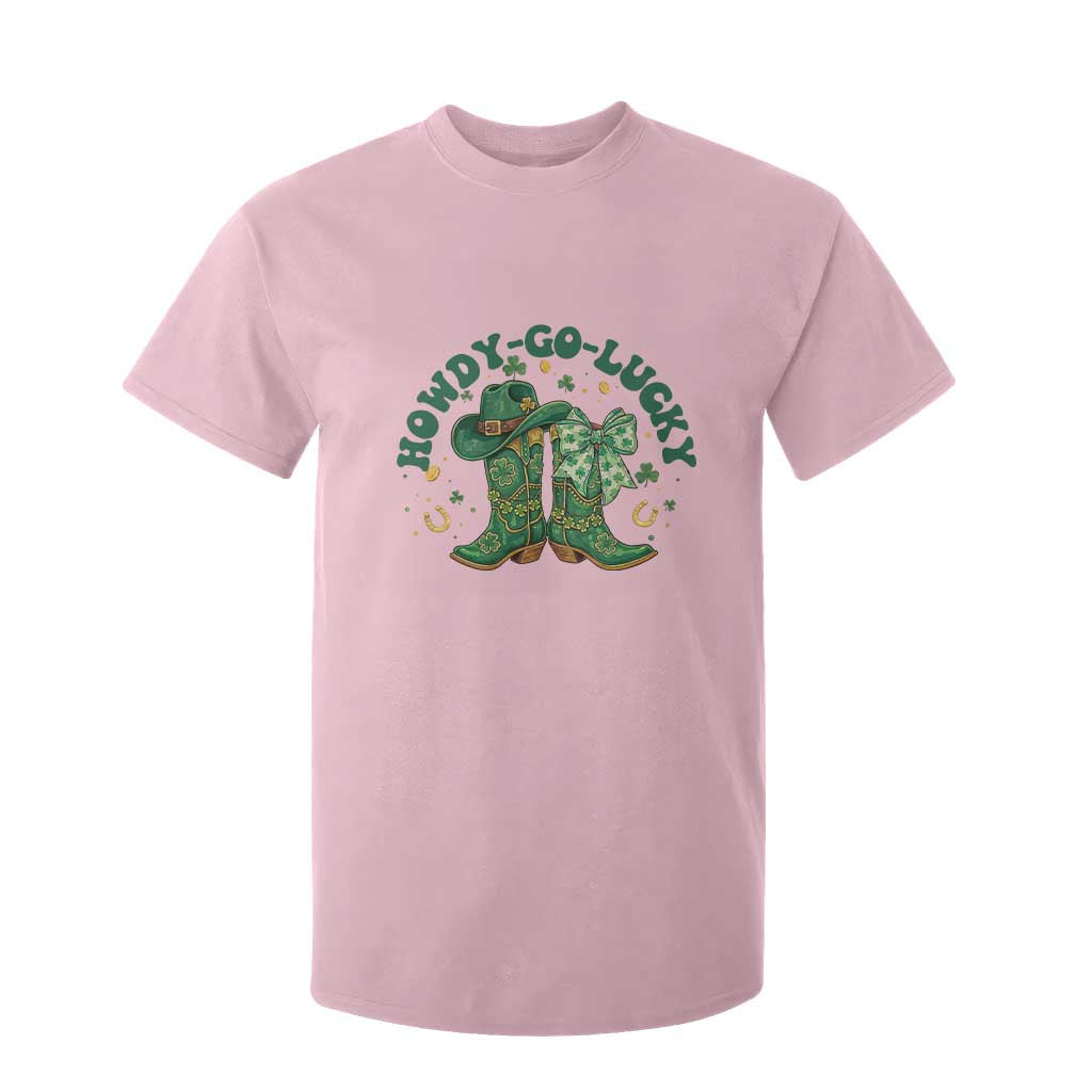 Howdy Go Lucky T Shirt For Kid Green Cowboy Boots St Patrick's Day TS14 Light Pink Print Your Wear