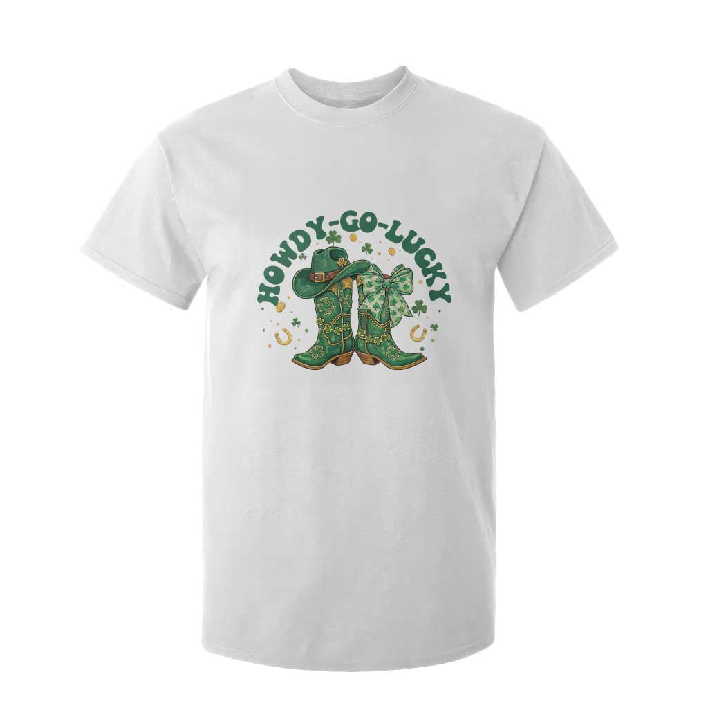 Howdy Go Lucky T Shirt For Kid Green Cowboy Boots St Patrick's Day TS14 White Print Your Wear