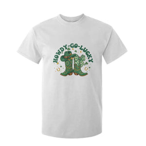 Howdy Go Lucky T Shirt For Kid Green Cowboy Boots St Patrick's Day TS14 White Print Your Wear