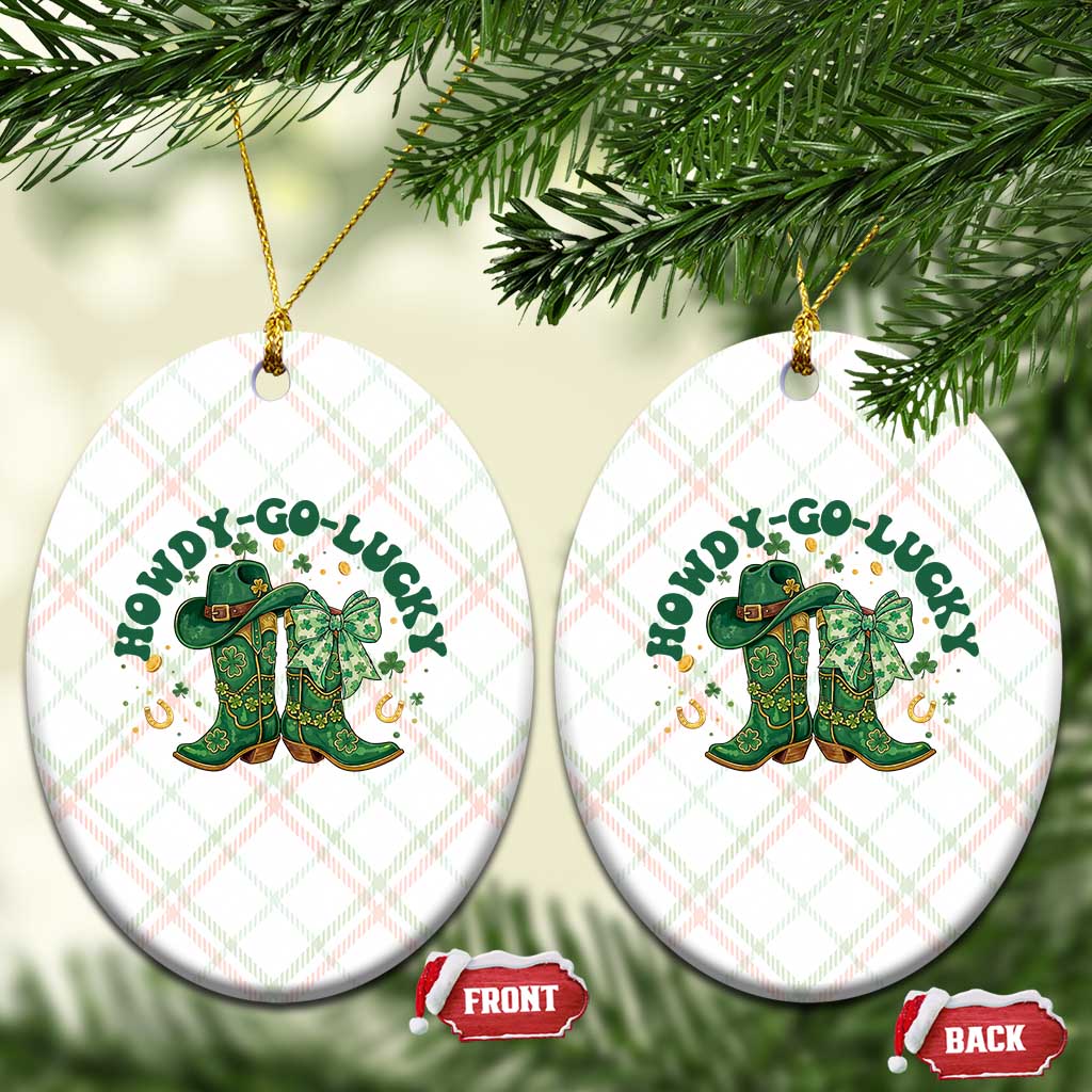 Howdy Go Lucky Ceramic Ornament Green Cowboy Boots St Patrick's Day TS14 Print Your Wear