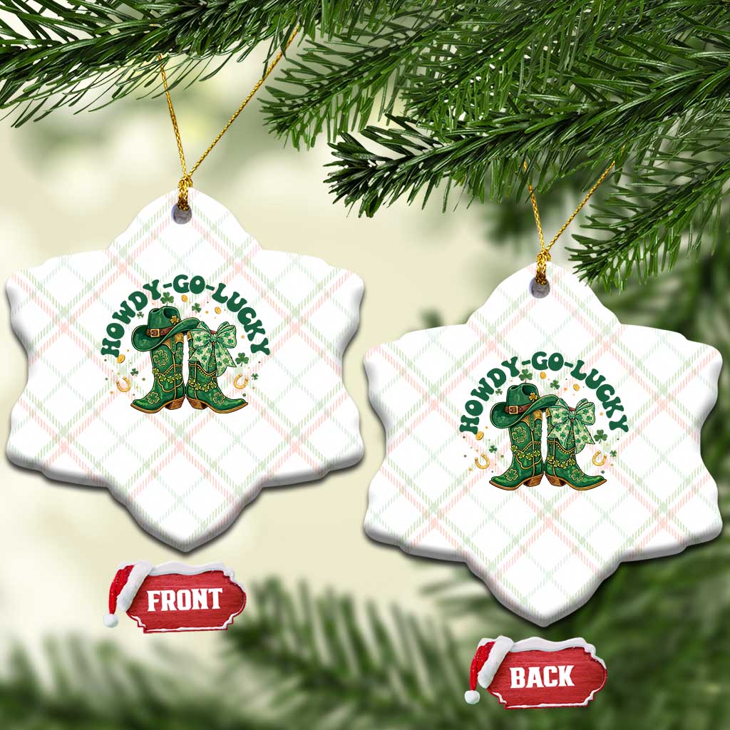Howdy Go Lucky Ceramic Ornament Green Cowboy Boots St Patrick's Day TS14 Print Your Wear