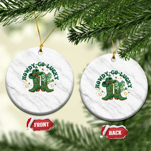 Howdy Go Lucky Ceramic Ornament Green Cowboy Boots St Patrick's Day TS14 1pc White Marble Print Your Wear