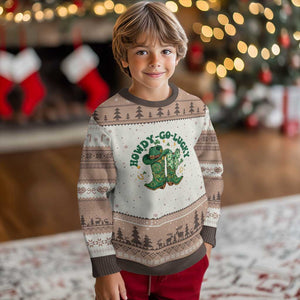 Howdy Go Lucky Ugly Christmas Sweater Green Cowboy Boots St Patrick's Day TS14 Mocha Mousse Print Your Wear