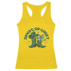 Howdy Go Lucky Racerback Tank Top Green Cowboy Boots St Patrick's Day TS14 Daisy Print Your Wear