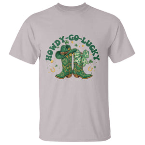 Howdy Go Lucky T Shirt Green Cowboy Boots St Patrick's Day TS14 Ice Gray Print Your Wear