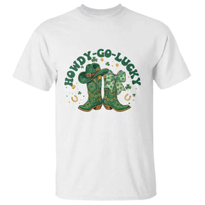 Howdy Go Lucky T Shirt Green Cowboy Boots St Patrick's Day TS14 White Print Your Wear