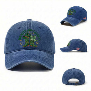 Howdy Go Lucky Washed Cotton Baseball Cap Green Cowboy Boots St Patrick's Day TS14 Washed Cap Universal Fit Royal Blue Print Your Wear