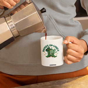 Howdy Go Lucky Coffee Mug Green Cowboy Boots St Patrick's Day TS14 Print Your Wear