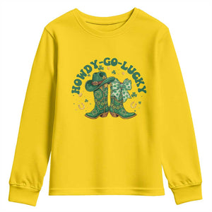 Howdy Go Lucky Youth Sweatshirt Green Cowboy Boots St Patrick's Day TS14 Daisy Print Your Wear