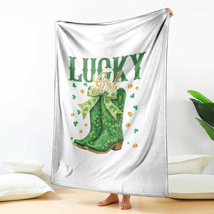 Cowboy St Patrick's Day Throw Blanket Lucky Girl Boots TS14 Print Your Wear