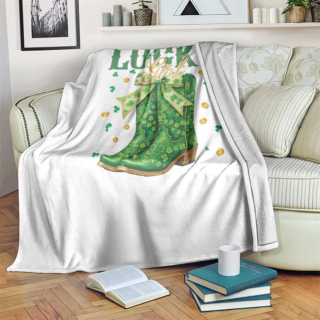 Cowboy St Patrick's Day Throw Blanket Lucky Girl Boots TS14 Print Your Wear