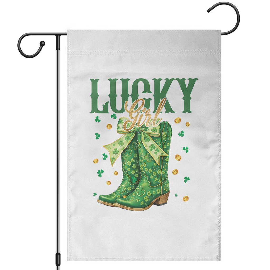 Cowboy St Patrick's Day Garden Flag Lucky Girl Boots TS14 White Print Your Wear